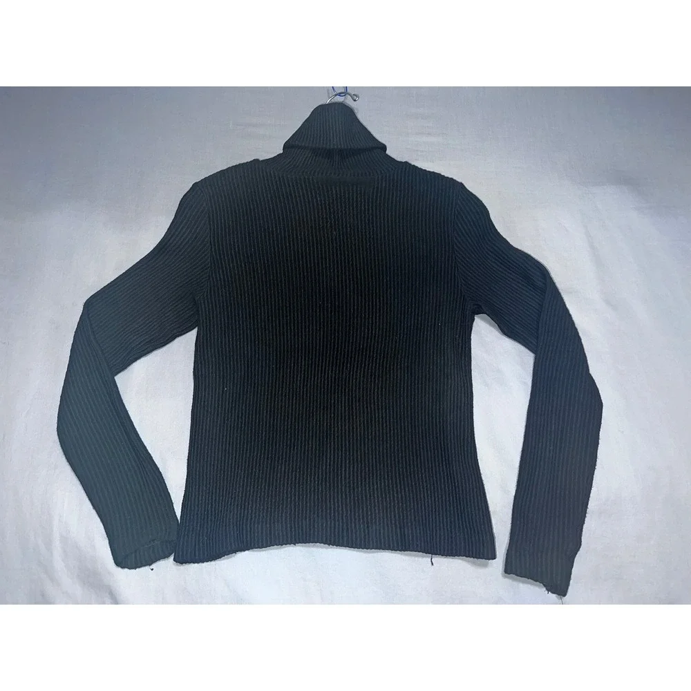 Club Monaco Womens Black Ribbed Knit Turtleneck Long Sleeve Sweater